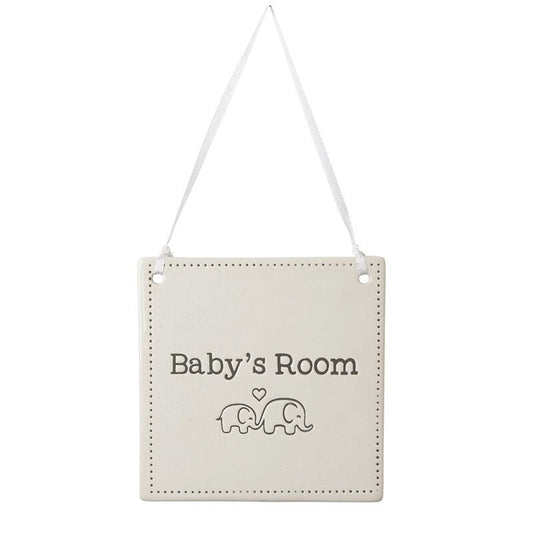 Ceramic 'Baby's Room' Sign/Plaque -10cm - Cream/Neutral Colour