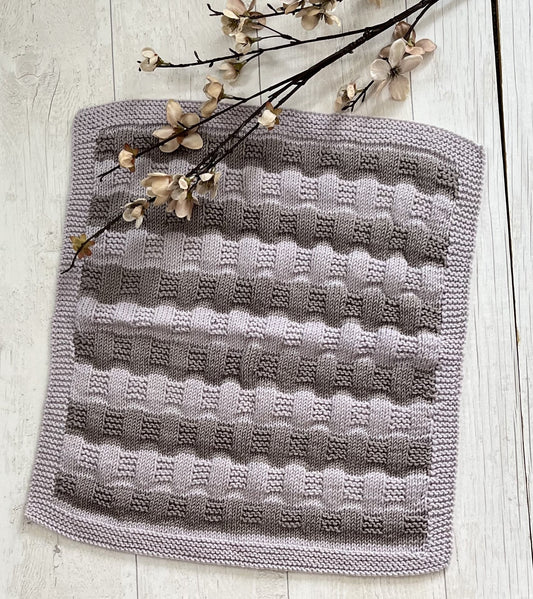 Handknitted 100% Merino Virgin Wool; Small Baby Lap Blanket; Lilac & Dark Grey